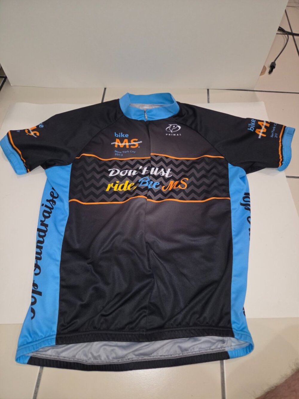 Primal Brand Cycling Jersey Men's Size L Fight MS NYC 2013 Elite 200 Club 3/4zip - Picture 12 of 12